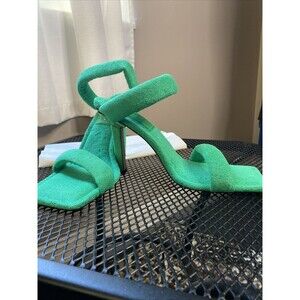 Good American Shoes Women US 11 High Heels Stilettos Green Terry Cloth